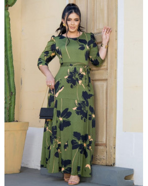 Vestido Longo Modesto Estampado em Malha | Moda Evangelica
